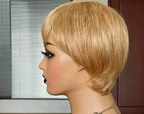 Perücke kurz glatt blond - kurz, glatt,